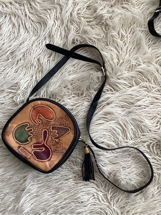 P Capecchi Handbags - Leather Piero Capecchi vintage Crossbody Bag with Colorful Inlay - Black Strap